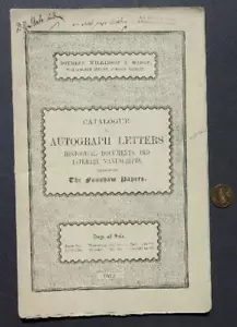 1912 London Sotheby's The Fanshaw Briefe Autogramm Sammlung Auktionskatalog - - Bild 1 von 1