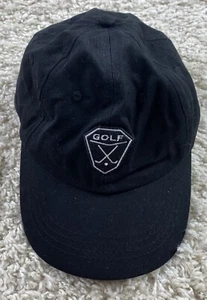 Vintage Nike Golf Hat Clubs Crest emblem Embroidered Logos black Strapback - Picture 1 of 5