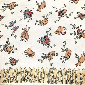 Garden Rabbits Birdhouses and more cotton print fabric to quilt or sew 2.75yards - Picture 1 of 9