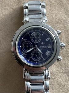 BREIL KHERA CHRONOGRAPH WATCH BLUE DIAL W/ROMAN NUMERALS DATE at 3. STAINLES ST. - Picture 1 of 8