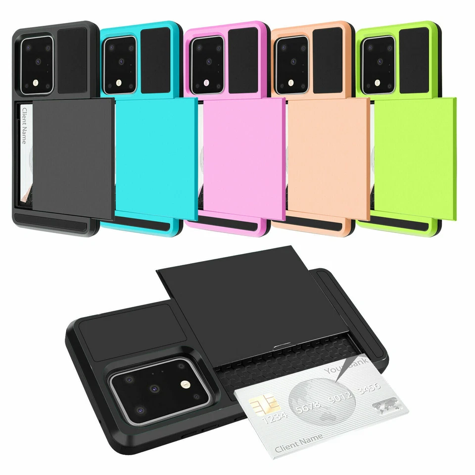 Card Holder Slide Wallet Case For Samsung S24 S23 S22 S21 S20 / Note 20 10 - Image 1 of 1