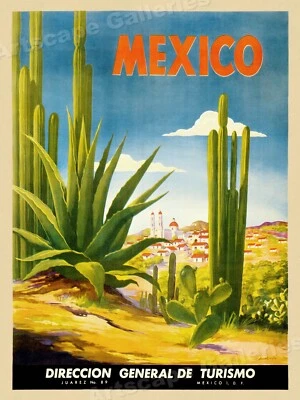 ¡México! Póster de viaje estilo vintage clásico pueblo mexicano años 30 - 18x24 Foto 1 de 3