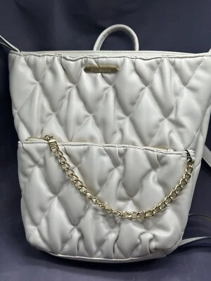 Steve Madden Quilted Backpack Purse Off White Bag Lucca Chain Handbag Large - Image 1 of 4