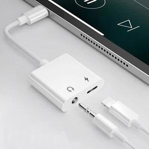 Dual Adapter 3.5mm Headphone & Charger 2in1 Adapter for iPhone 14 13 12 11 X MAX - Picture 1 of 9