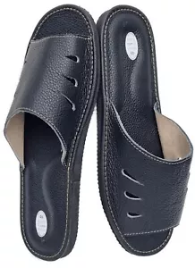 Hausschuhe Latschen Schlappen Pantolette Bequeme G.47 - Echt Leder *Schwarz* - Bild 1 von 13