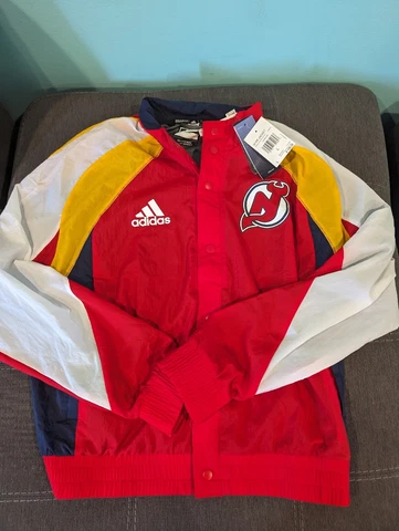 NJ NEW JERSEY DEVILS REVERSE RETRO 2.0 ADULT ADIDAS FULL SNAP JACKET LG SOLD OUT Cover