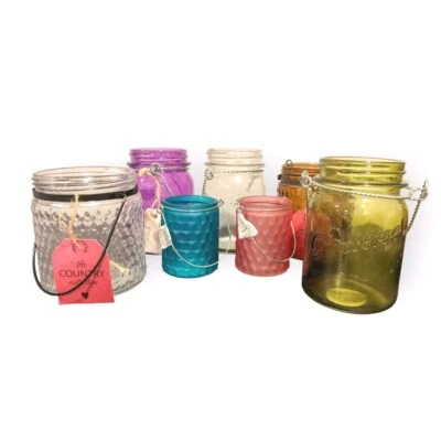 Candle Making Home Decor Multicolor Glass Jars Lot of 7 New - Image 1 of 4