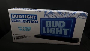 Man Cave Bud Light LED Lightbox 12" x 2.5" Micro USB Power Game Room Bar New - Picture 1 of 13