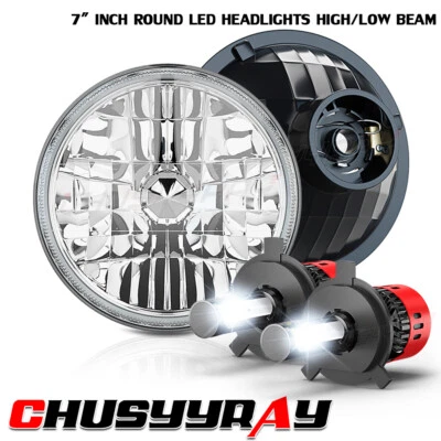 Kit de conversión de faros LED redondos de 7" para Ford F150 1975-1979 H4 haz alto bajo Foto 1 de 4