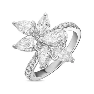 0.54 CT 14k Fancy Pear Lab Grown White Gold Diamond Ring For Engagement - Picture 1 of 4