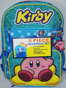 Nintendo Kirby 5-Piece Backpack Set Lunch Bag Supply Case Carabiner BRAND NEW - Picture 1 of 24