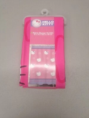 New Hello Kitty by Sanrio Fabric Shower Curtain 72" x 72"  Stars Pink Purple Kid - Image 1 of 3