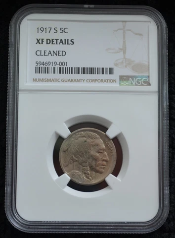 1917-S 5C Buffalo Indian Nickel Graded by NGC as XF Details Cover