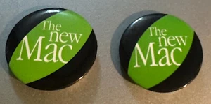 Lot of 2: "The New Mac" Lime Green / Black 1.5" Button Vintage Mac! - Picture 1 of 2