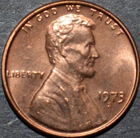 1973 S Lincoln Memorial Penny Brilliant Uncirculated (BU) Cent Cover