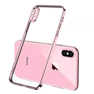 Clear Case Cover For iPhone 13 12 11 8 7 Pro Max Plus XS XR SE Plating Silicone - Picture 1 of 21
