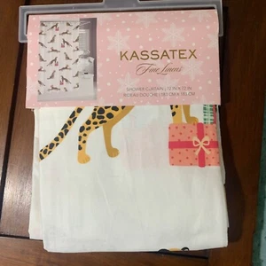 Kassatex Cheetah Holiday Shower Curtain Fabric 72" x 72" Chinoiserie Preppy - Picture 1 of 6