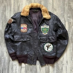 Chaqueta de vuelo de cuero vintage años 50 60 Foster USN G-1 talla pequeña - Imagen 1 de 9
