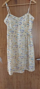 Very South Beach Print Yellow Sun Dress Size 16 With Pockets - Picture 1 of 2