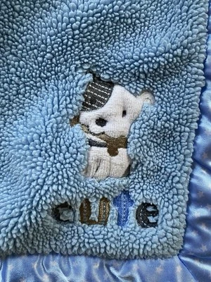 Manta Carters Child Of Mine Azul Satinado Estrella Borde Cachorro Perro LINDA Bebé Usada en Excelente Condición B1 Foto 1 de 4