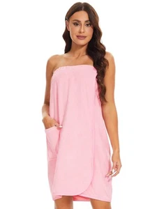 Shower Wrap Robe for Women Bath Body Towel Wrap Spa Soft bathrobe with Adjust... - Picture 1 of 5