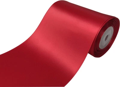 Cinta de satén ancha gruesa de doble cara roja de 4 pulgadas para gran apertura Foto 1 de 4