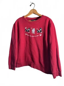 Cozy Red Cat  Grandma Embroidered Holiday Sweatshirt - Women's Size L - Bild 1 von 8