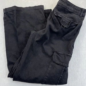 American Eagle Damengröße 8 schwarze Hose Baggy weites Bein Cargo Stretch Grunge - Bild 1 von 16