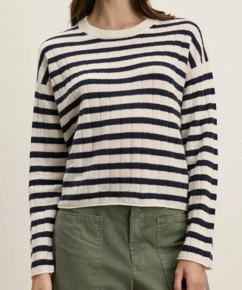 Suéter Velvet by Graham & Spencer Abi 100 % cachemir para mujer pequeño azul crema  Foto 1 de 4