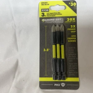 3-1/2 Zoll Diamantkörnung Kreuzschlitz PH2 Schlagschrauber Bits (3 Stück) Ryobi - Bild 1 von 2