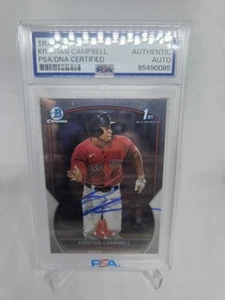2023 Bowman Chrome Draft Kristian Campbell Chrome Auto 1st Authentic Red Sox PSA - Picture 1 of 2