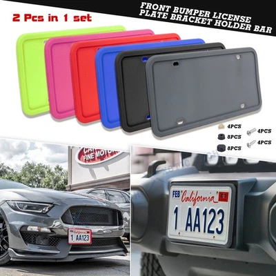 2Pack Silicone License Plate Frame Rust-Proof Rubber Holder W/Installation Screw - Image 1 of 4