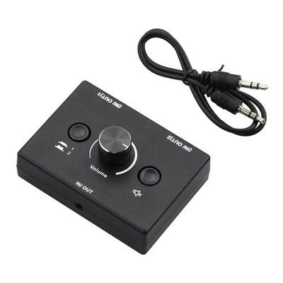 2 In 1 Out 3.5mm Stereo Audio Switch Aux Switcher Speaker Selector Splitter - Image 1 of 4