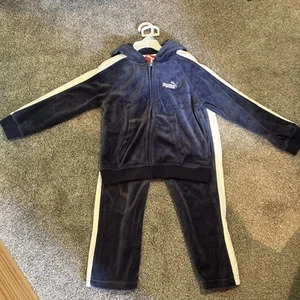 Puma Tracksuit Sweatshirt and Pants Navy Blue Sport Lifestyle 5T New With Tags - Picture 1 of 5