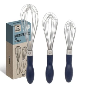 3-Piece Kitchen Whisk Set, Stainless Steel Whisks for Cooking, Wisk Kitchen T... - Picture 1 of 9