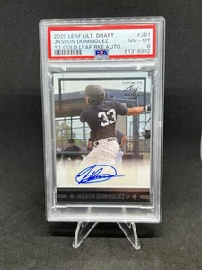 Jasson Dominguez Rookie Auto PSA 8 - 2020 Leaf Ultimate Good Leaf - Picture 1 of 2