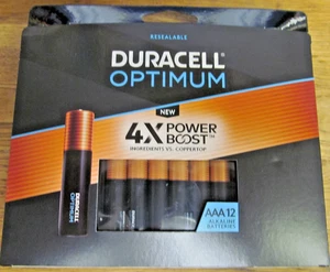 NEW FACTORY SEALED DURACELL OPTIMUM AAA BATTERIES 12 PACK - 12 PCS FREE SHIP - Picture 1 of 3