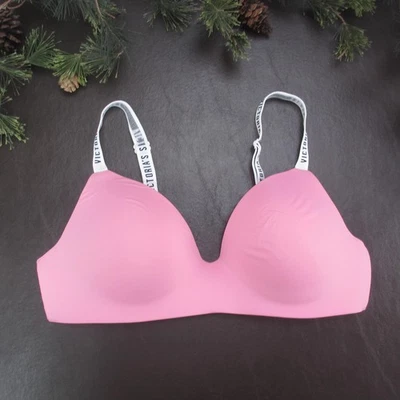 Sujetador Victoria's Secret Mujer 36C Rosa Ligeramente Forrado Logo Correa Camiseta Sujetador Foto 1 de 4