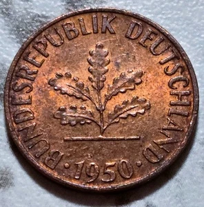 1950 Germany 1 Pfennig Coin Free S&H BIN273 - Picture 1 of 2