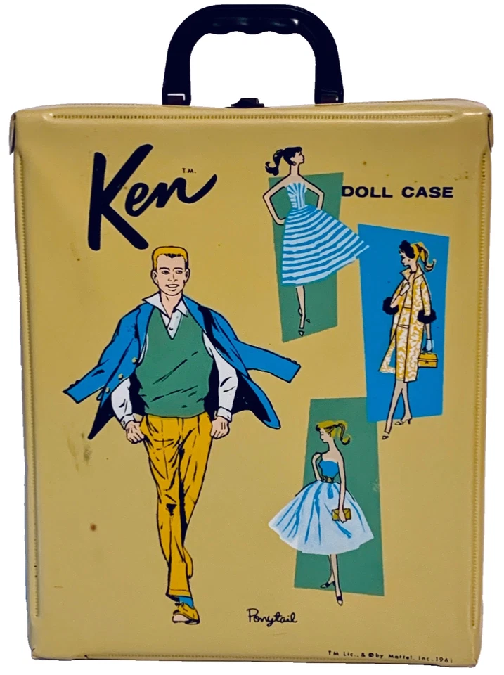 De colección Mattel 1961 Ken Cola de Caballo Barbie Moda Accesorios Amarillo Muñeca Estuche Foto 1 de 4