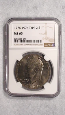 1976 P  TYPE 2 EISENHOWER Dollar NGC MS65 GEM UNCIRCULATED IKE $1 Coin BUY NOW! - Image 1 of 4