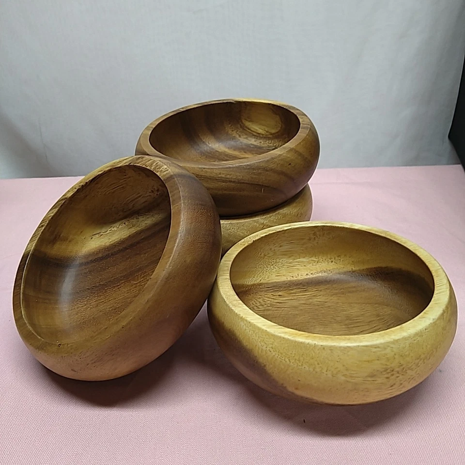 Caja y barril de madera ensaladeras Phoenix 547-530 retirado 6" redondo lote de 4 de colección Foto 1 de 4