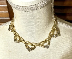Stella& Dot Gold Tone Rhinestone Choker Necklace 14” Statement Bib Style - Picture 1 of 7