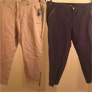 Faded Glory Women's Plus size skinny Cargo Capri Pants Zipper Details 24W Color - Picture 1 of 9