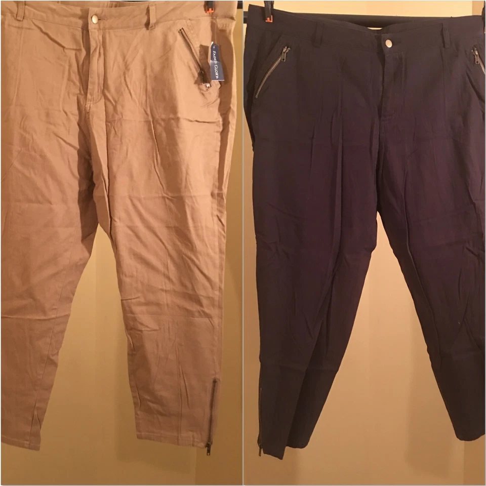 Faded Glory Women's Plus size skinny Cargo Capri Pants Zipper Details 24W Color - Image 1 of 1