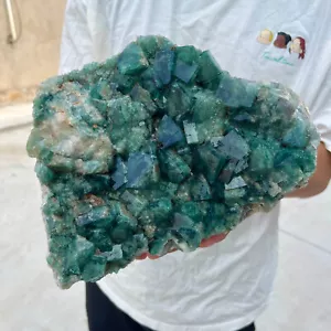 7,9 libbre NATURALE cubo verde FLUORITE cristallo di quarzo grappolo esemplare minerale - Foto 1 di 8