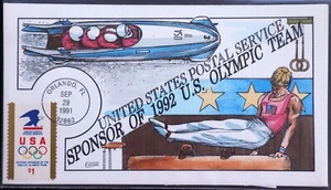 U.S. Used #2539 $1 Olympics 1991 Collins First Day Cover (FDC) - Picture 1 of 1