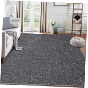 Area Rug 9x12 Washable Rug Large Modern Solid Rug 9' x12' Dark Grey - Picture 1 of 8