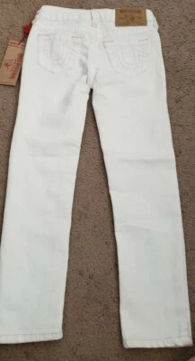 Pantalones de mezclilla blancos True Religion para niñas, costuras rosas, talla 10 nuevos sin etiquetas Foto 1 de 4