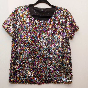 Inc International Concepts multi colored sequin top M womens party club NYE - Picture 1 of 5